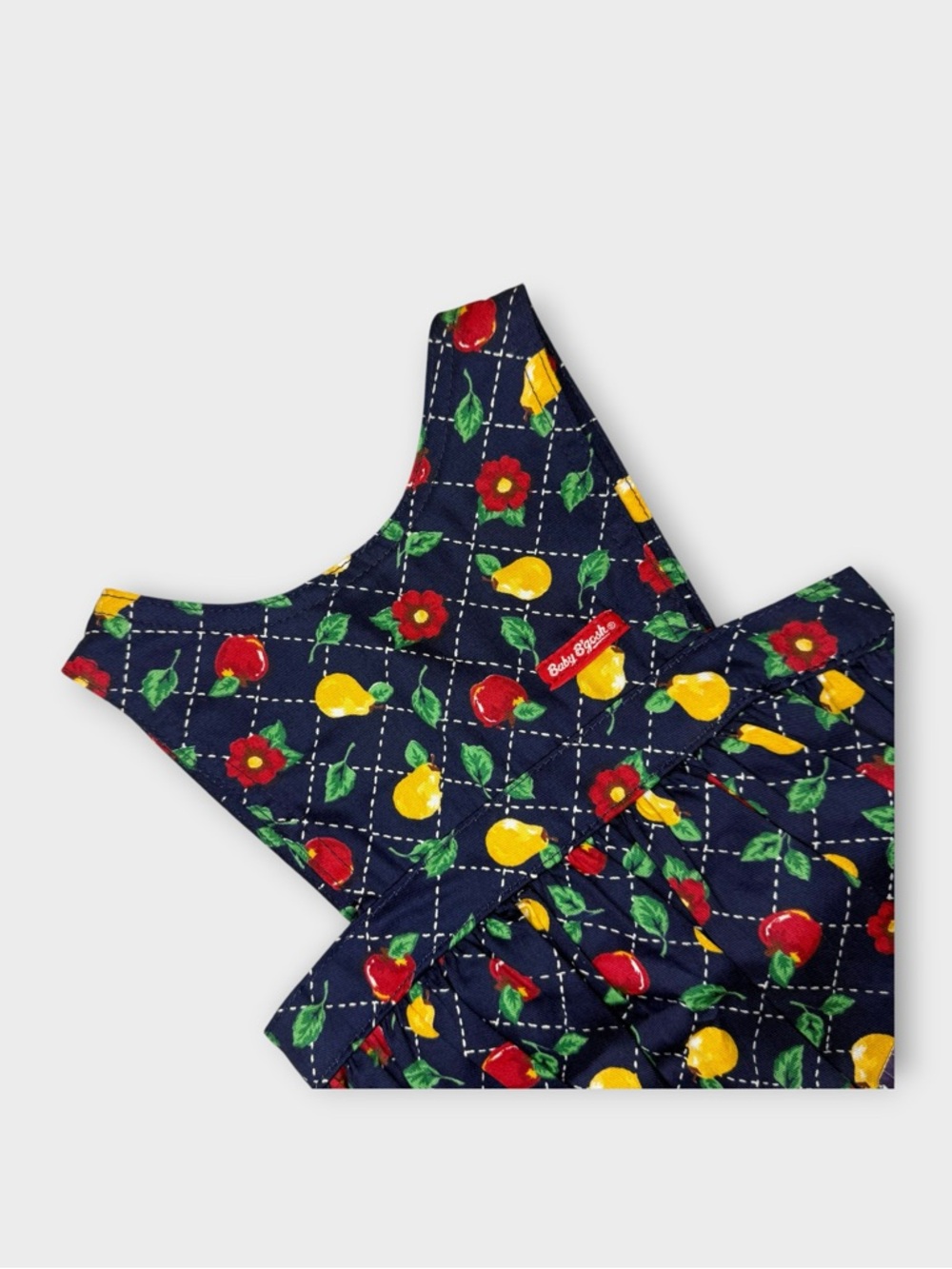 OshKosh B’gosh Vintage Pear Apple Fruit Floral Leaf Pattern Pinafore Dress - Picture 2 of 8